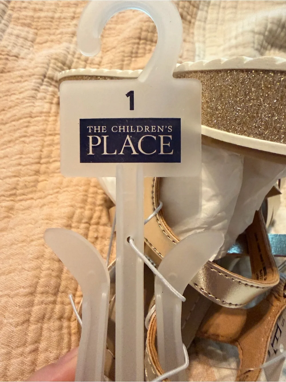 The Children's Place Gold Glitter Braided T-Strap Sandals